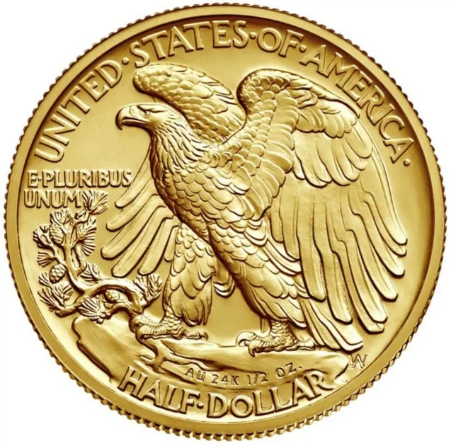 Колекційна золота монета "Walking Liberty Half Dollar - Американський орел" 15,55 г 2016 рік - изображение 3