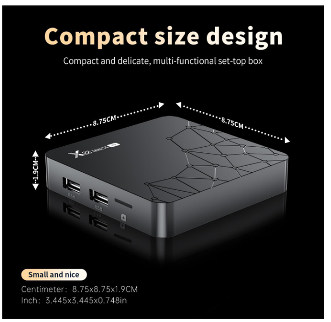 Android TV Box X14 MINI Android 14.0 2/16GB, RK3518 Quad-Core, 4K Ultra HD, Wi-Fi 2.4/5GHz, Bluetooth 5.0, HDMI 2.0 - зображення 2