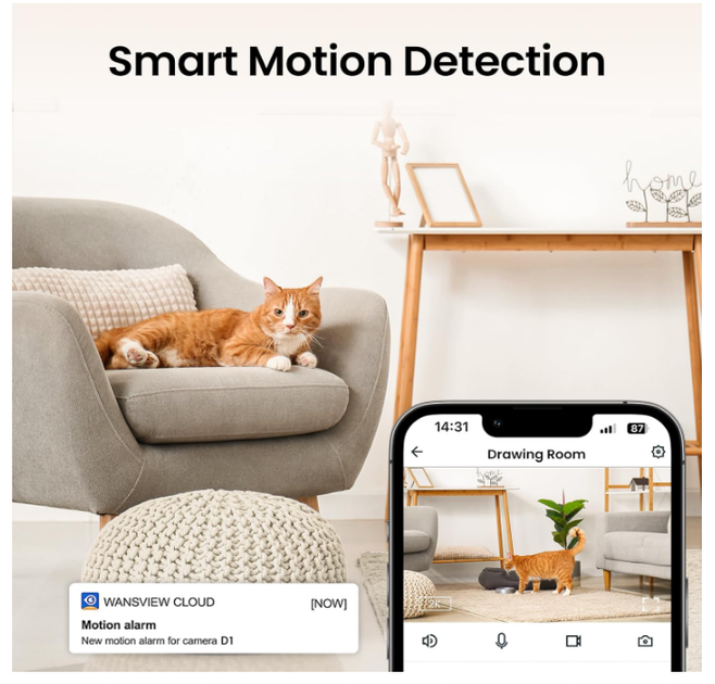 Камера відеоспостереження Cinnado D1 2K Wi-Fi 360° для дому, дітей та тварин, IP-камера з нічним баченням, двостороннім аудіо - зображення 5