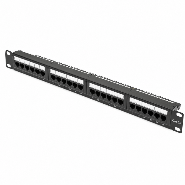Патч-панель 19″ Kingda KDPA6043 24xRJ-45 UTP кат. 5е для кабельных систем Черный - изображение 2