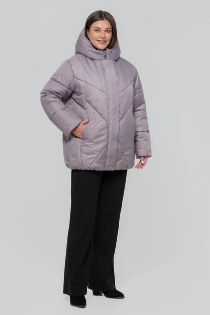 Пуховик зимовий жіночий великого розміру UF-Fashion LR-34-1 50 пудровий - Фото 2 Пуховик зимовий жіночий великого розміру UF-Fashion LR-34-1 50 пудровий - зображення 2