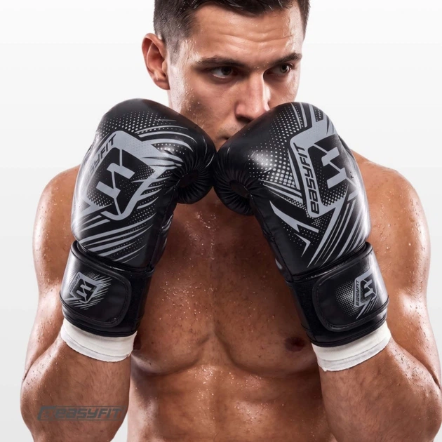 Боксерские перчатки EasyFit PowerPunch 8 унций (8 oz) Черные (56003844) - изображение 4