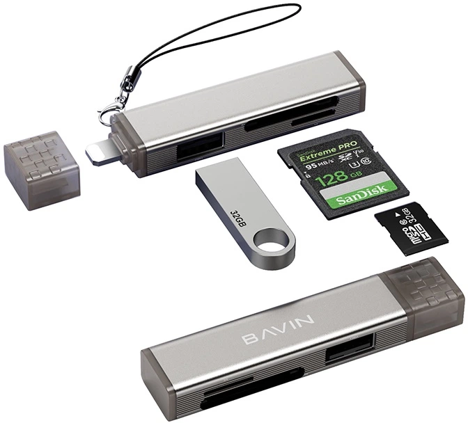 USB-хаб Bavin OTG-93 3-в-1 Lightning to SD/TF/USB 2.0 Gray (OTG-93 GY) - Фото 1 USB-хаб Bavin OTG-93 3-в-1 Lightning to SD/TF/USB 2.0 Gray (OTG-93 GY) - зображення 1
