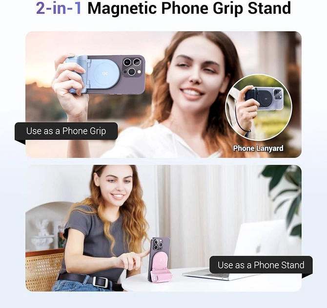 Магнитный держатель JJC MSG-P1 для смартфона с Bluetooth пультом, MagSafe ручка для съемки, черный - изображение 2