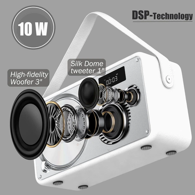 CD проигрыватель LONPOO 103 с Bluetooth, FM-радио, USB, AUX, аккумулятором, белый - изображение 3