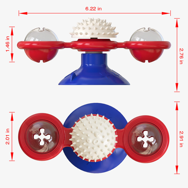 Игрушка спиннер для кота Rotate Windmill, Красно-синяя - изображение 9