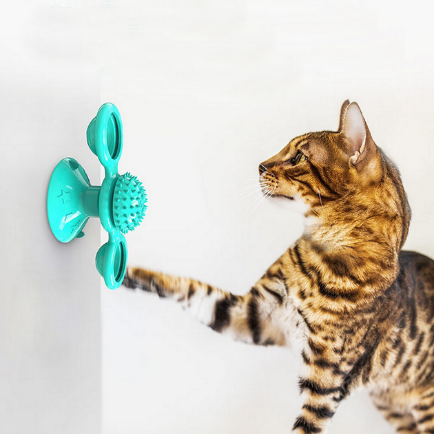 Игрушка спиннер для кота Rotate Windmill, Бирюзовая - Фото 3 Игрушка спиннер для кота Rotate Windmill, Бирюзовая - изображение 3
