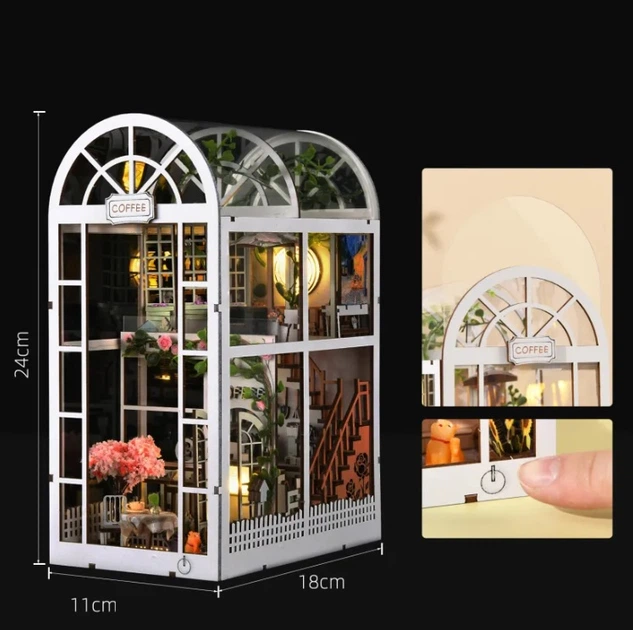 Бук Нук Сонячна кавова оранжерея Book Nook Sunshine Coffee Greenhouse Інтерьерний конструктор YM-07 DIY - изображение 9