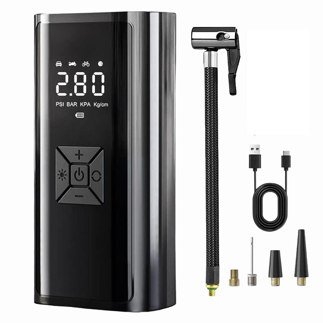 Акумуляторний автомобільний компресор 6000 мА·год із Power Bank, цифровим дисплеєм, автостопом і LED-ліхтариком - зображення 10