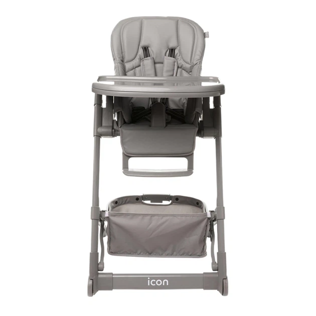 Детский стульчик для кормления 3 в 1 4Baby Icon Gray (экокожа, функция шезлонга, регулировка высоты, колеса) - изображение 3