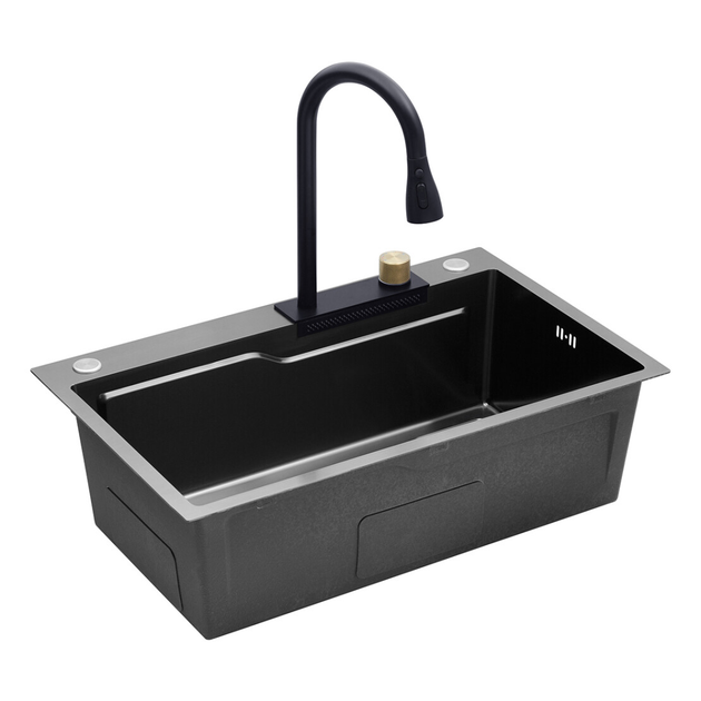 Кухонна мийка Kroner KRP Schwarze — SET7546HM PVD (3.0/0.7 мм) - зображення 4