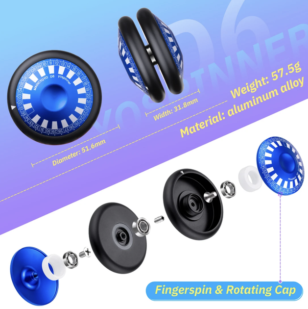 Йойо Magicyoyo D6 YOSPINNER Черный (синий caps) - изображение 7