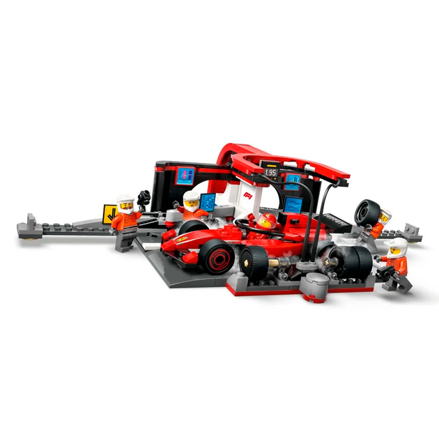 Конструктор LEGO City Пит-стоп и пит-экипаж F1 с болидом Ferrari 322 детали (60443) - изображение 3