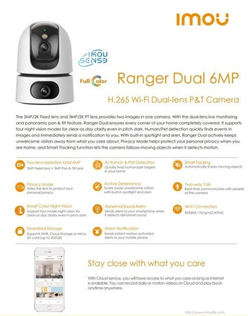 Бездротова IP-камера IMOU Ranger Dual 6MP - зображення 4