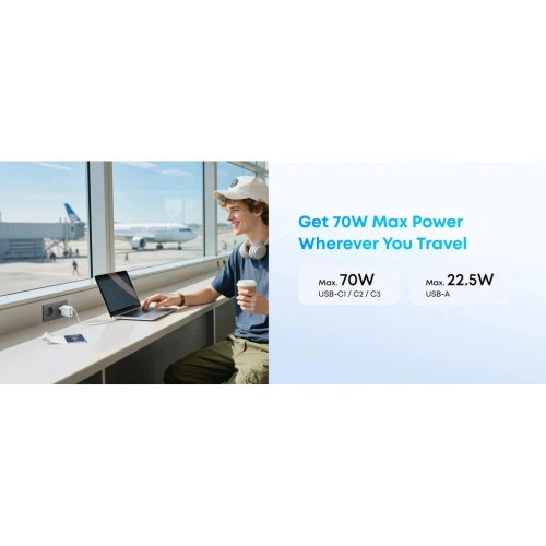 Зарядний пристрій Anker 3xUSB-C PD3.0 + 1xUSB 70W black (A121CG11) ANKER A121CG11 1068286 - Фото 5 Зарядний пристрій Anker 3xUSB-C PD3.0 + 1xUSB 70W black (A121CG11) ANKER A121CG11 1068286 - зображення 5