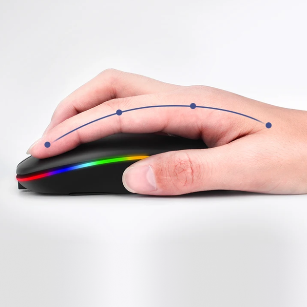 Бездротова миша з RGB підсвічуванням на 1600DPI + Bluetooth / Безшумна акумуляторна мишка для ПК - зображення 5