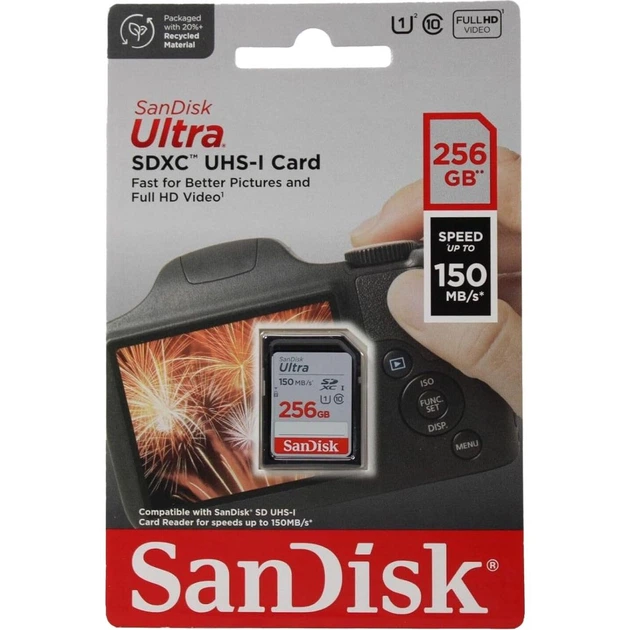 Карта памяти SanDisk 256GB SDXC class 10 UHS-I Ultra (SDSDUNC-256G-GN6IN) - Фото 2 Карта памяти SanDisk 256GB SDXC class 10 UHS-I Ultra (SDSDUNC-256G-GN6IN) - изображение 2