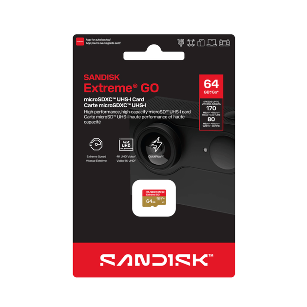 Карта пам'яті microSDXC SanDisk Extreme GO 64 ГБ Class 10 UHS-I U3 V30 A2 до 170 МБ/с - изображение 2