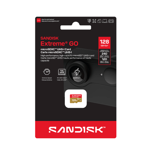 Карта пам'яті microSDXC SanDisk Extreme GO 128 ГБ Class 10 UHS-I U3 V30 A2 до 240 МБ/с - изображение 2