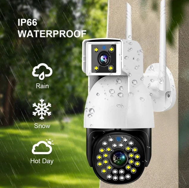 IP-камера відеоспостереження подвійна, поворотна, вулична, з віддаленим доступом 3+3mp Dual Camera CAD P12 WIFI IP - зображення 2