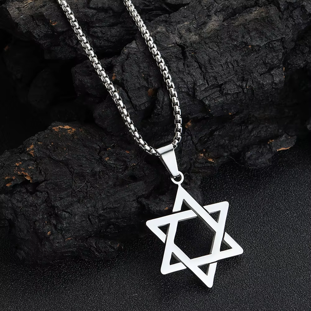 Стильний кулон-амулет "ЗіркаJ" на ланцюгу 42*30 мм [A4551] Zhijia Jewelry Сріблястий - зображення 3