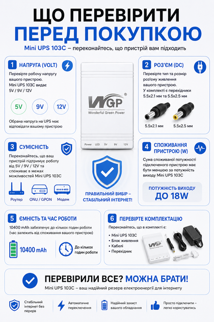 Бесперебойник для роутера ИБП юпс для роутера Mini UPS mini dc ups 10400 mAh 5V 9V 12V для Wi-Fi роутера ONU GPON модема оптического терминала с блоком питания в комплекте Model 103C с автопереключением - изображение 6