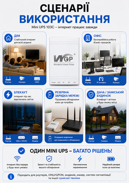 Бесперебойник для роутера ИБП юпс для роутера Mini UPS mini dc ups 10400 mAh 5V 9V 12V для Wi-Fi роутера ONU GPON модема оптического терминала с блоком питания в комплекте Model 103C с автопереключением - изображение 8