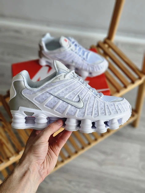 Кроссовки женские и мужские Ni Shox white gray reflective / Най Шокс белые серые рефлективные 40 - изображение 3