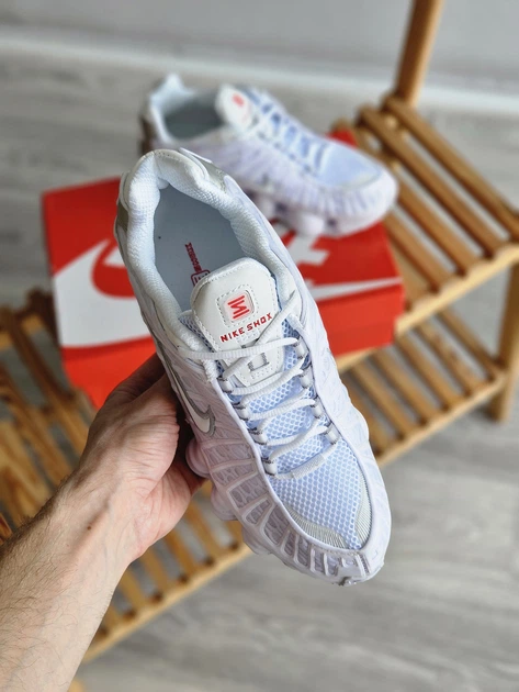 Кроссовки женские и мужские Ni Shox white gray reflective / Най Шокс белые серые рефлективные 40 - изображение 5