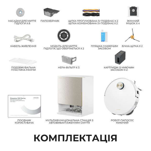 Робот-пылесос моющий Dreame Bot X60 Ultra Complete White - изображение 12