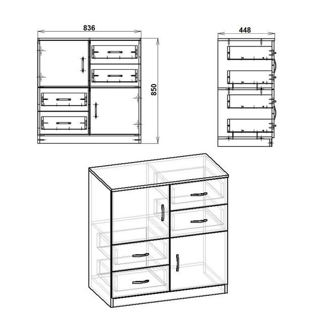 Комод 2+4 Компанит, Орех Экко - изображение 2