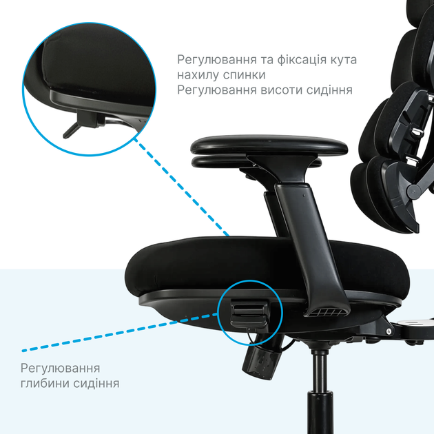 Кресло компьютерное офисное эргономичное OfficePro FlexCore ОС120B Black - изображение 13