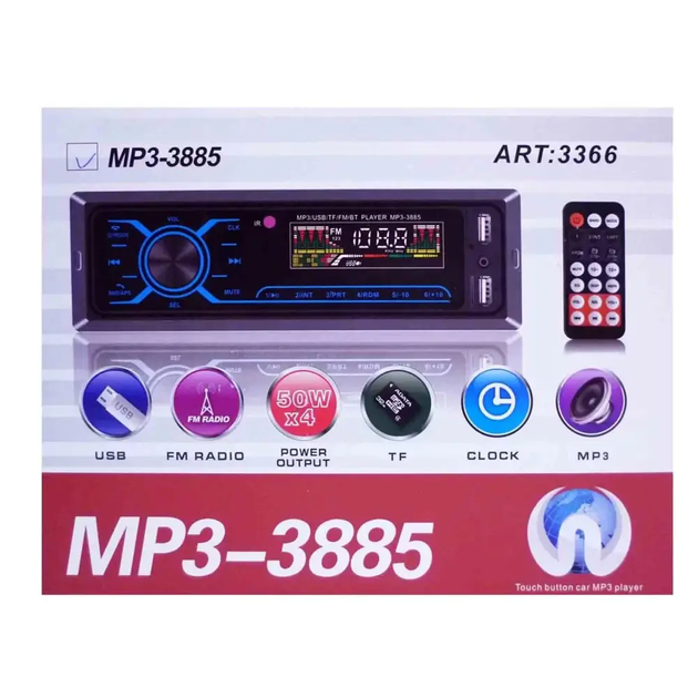 Автомагнитола в машину с LED подсветкой и пультом 1DIN+BT MP3 3885 ISO - изображение 10