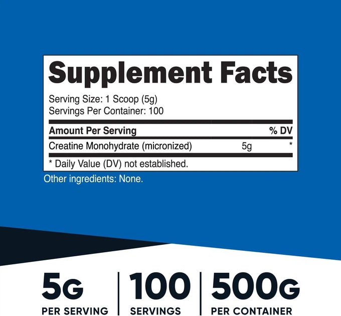 Креатин Nutricost Creatine Monohydrate Micronized Unflavored 500 г Без вкуса, США (креатин моногидрат микронизированный) - изображение 4