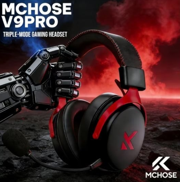 Навушники ігрові бездротові mchose v9 pro Black-Red - изображение 2
