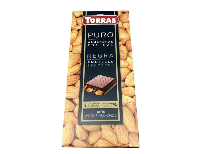 Шоколад чорний Torras Puro Fondant з цілісним мигдалем 150 г (8410342007667) - Фото 1 Шоколад чорний Torras Puro Fondant з цілісним мигдалем 150 г (8410342007667) - изображение 1