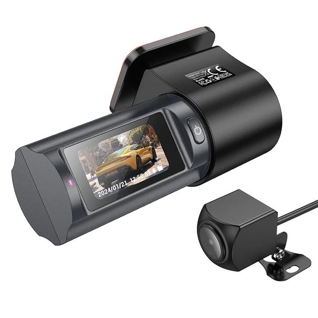 Автомобильный видеорегистратор HOCO DV8 2K, 2 камеры, WIFI, задняя камера 720P, 140°, G-сенсор, ночное видение, Черный - изображение 2