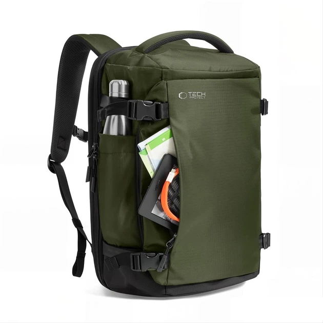 Рюкзак Tech-Protect Defender S70 Ryanair & Wizzair Travel Laptop Cabin 24L 40x30x20 Military Green (5906302324576) - изображение 3