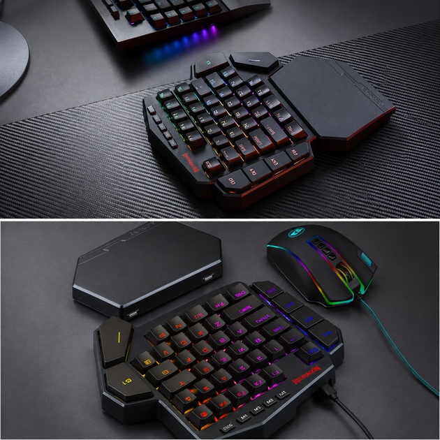 Беспроводная, одноручная механическая клавиатура REDRAGON K585-KS, красные свитчи, RGB 16 режимов, 7 макро-клавиш - изображение 6