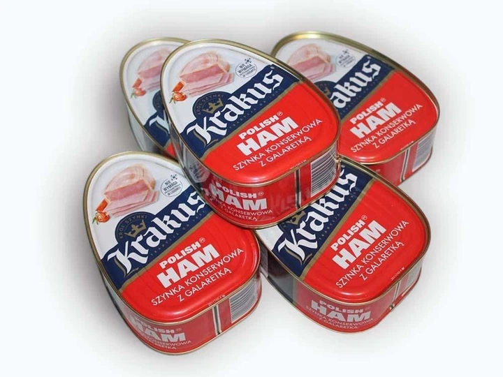 Комплект з п'яти. Шинка консервована Krakus Polish Ham 455 г - Фото 1 Комплект з п'яти. Шинка консервована Krakus Polish Ham 455 г - зображення 1