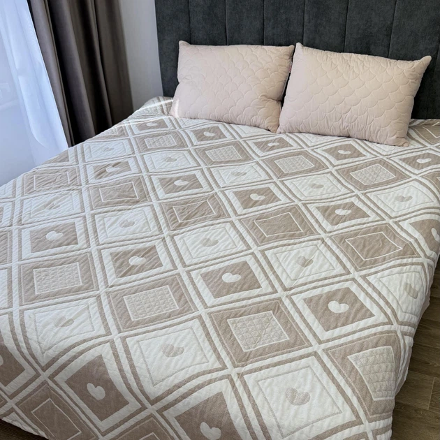 Муслиновый плед-покрывало Mallory Home 3-слойный двусторонний 200×230 см бежевый сердце - изображение 7