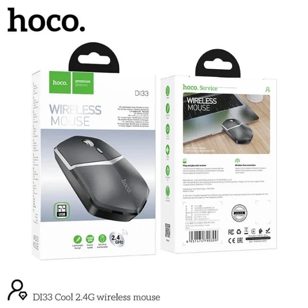 Компьютерная мышь Hoco беспроводная 2.4G 1600 dpi Черная (DI33) - изображение 5
