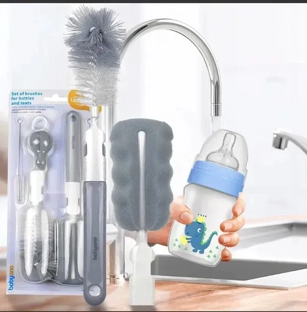 Набор щеток для мытья детских бутылочек и сосок BabyOno 735/03 серый - Фото 4 Набор щеток для мытья детских бутылочек и сосок BabyOno 735/03 серый - изображение 4