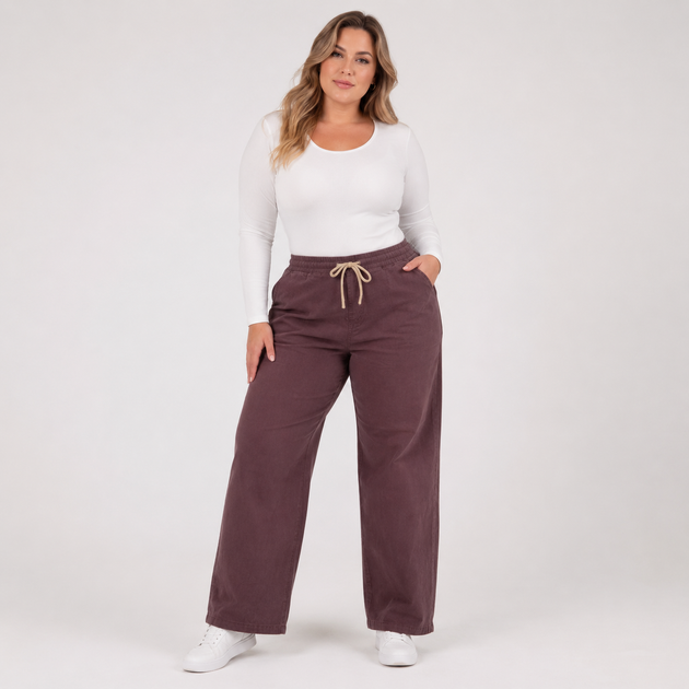 Джинси на гумці 6XL-7XL (укр.56-58) бордові Kenalin 4511 - Фото 1 Джинси на гумці 6XL-7XL (укр.56-58) бордові Kenalin 4511 - зображення 1