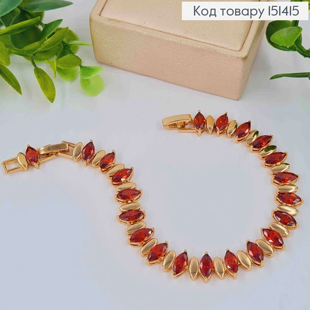 Браслет "Вивьен" с Красными камешками, длина 17+2см, Xuping 18К - Фото 1 Браслет "Вивьен" с Красными камешками, длина 17+2см, Xuping 18К - изображение 1