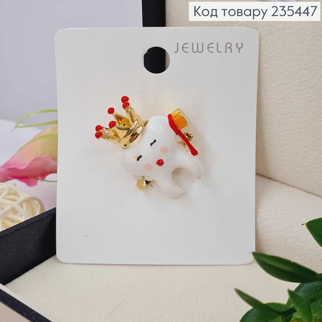 Брошь "Королевский Зуб", 3,5см, Бело-Золотого цвета - Фото 1 Брошь "Королевский Зуб", 3,5см, Бело-Золотого цвета - изображение 1