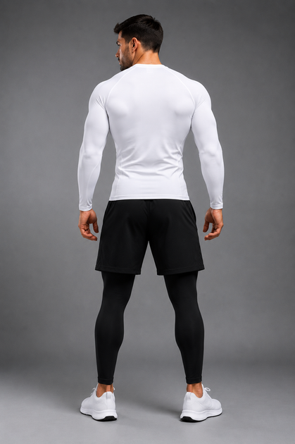 Мужской компрессионный термо-лонгслив (White, Premium Fit) М - Фото 4 Мужской компрессионный термо-лонгслив (White, Premium Fit) М - изображение 4
