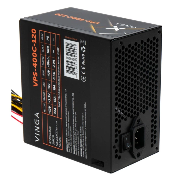 Блок питания Vinga 400W ОЕМ (VPS-400С-120) - Фото 5 Блок питания Vinga 400W ОЕМ (VPS-400С-120) - изображение 5