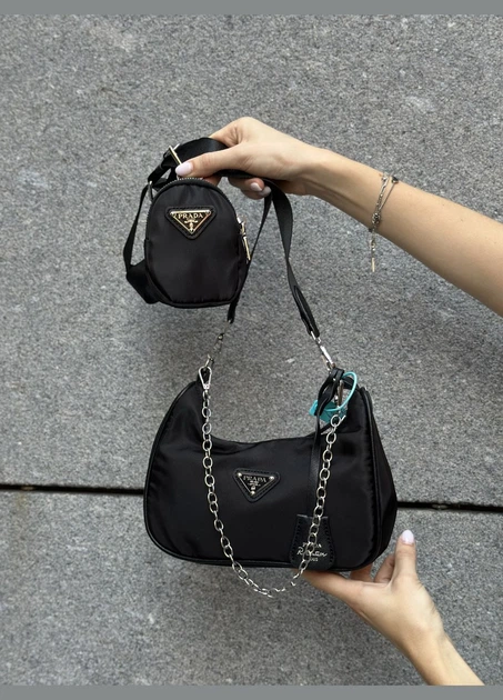 Женская сумка Prada хобо черная - Фото 2 Женская сумка Prada хобо черная - изображение 2