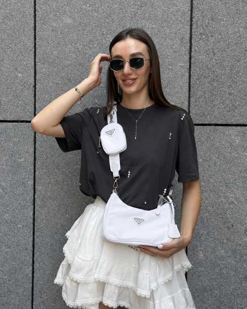 Женская сумка Prada хобо белая - изображение 4